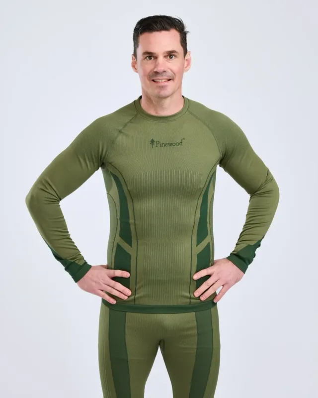 Sista dagarna | Pinewood® Seamless Function Base Layer Set Herr / Olive Green