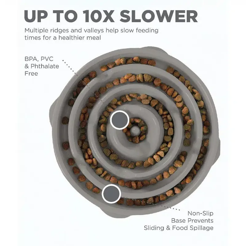 Fun Feeder Slo-Bowl – Large grå | Kundfavorit