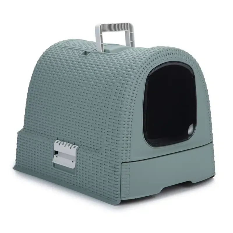 Premium - Curver kattlåda med tak Misty Blue (blå)