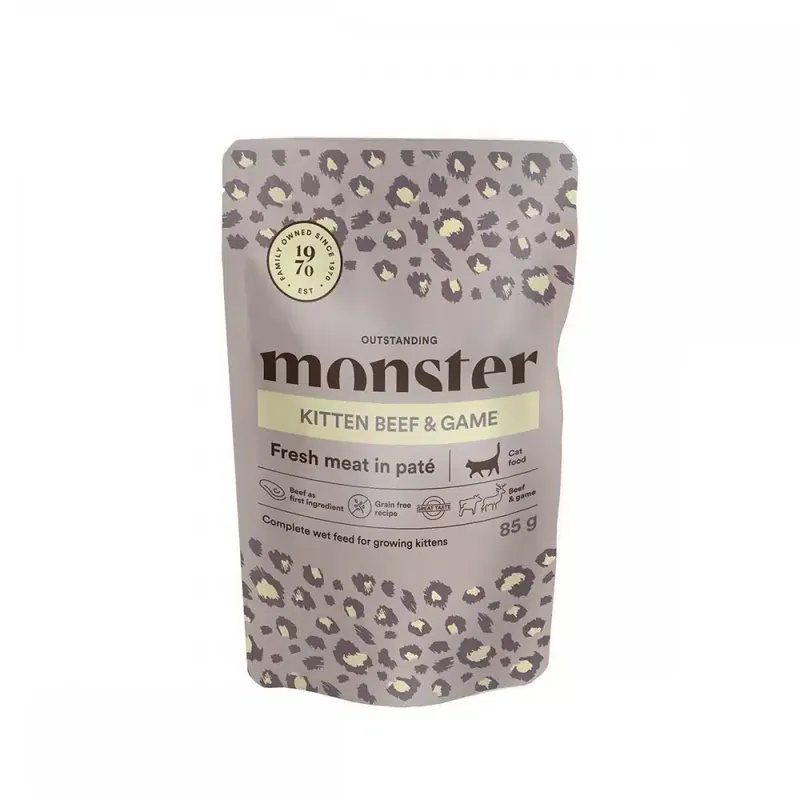 Spara nu - Monster Cat Kitten Beef/ Game 85 g