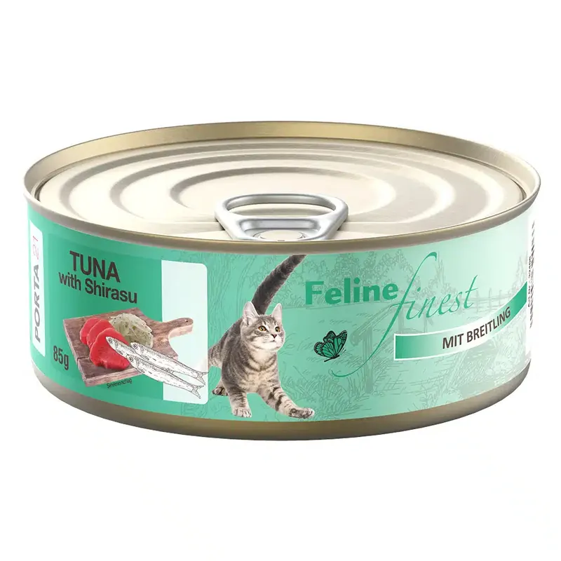 Smidig beställning - Feline Finest våtfoder 85 g – Tonfisk & skarpsill