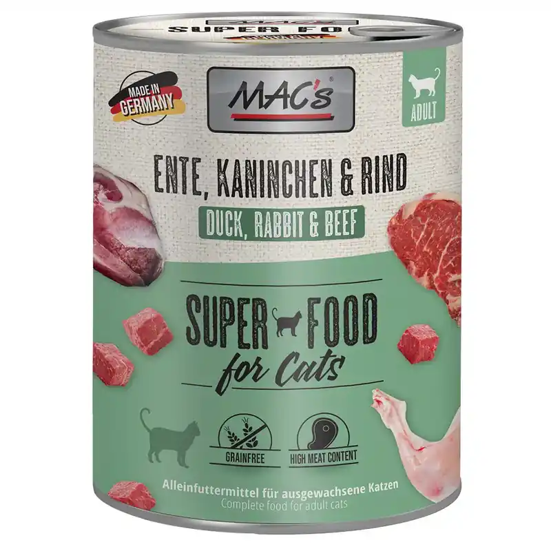Rabatter - MAC’s Cat kattfoder 6 x 800 g – Anka, kanin & nötkött