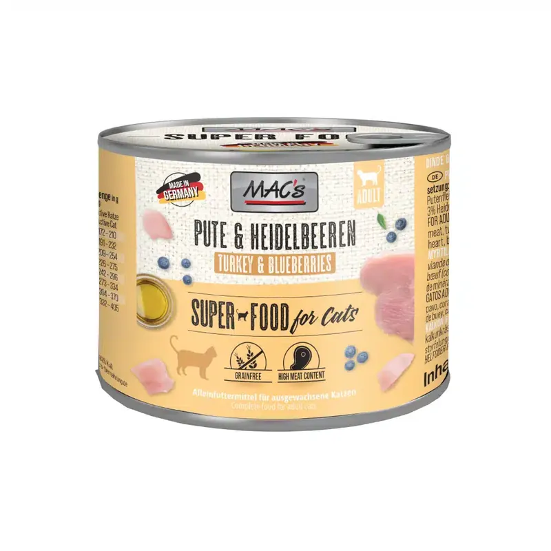 MAC’s Cat kattfoder 6 x 200 g – Kalkon & blåbär - Nyinkommet