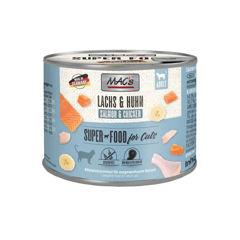 Kampanj - MAC’s Cat kattfoder 6 x 200 g – Lax & kyckling