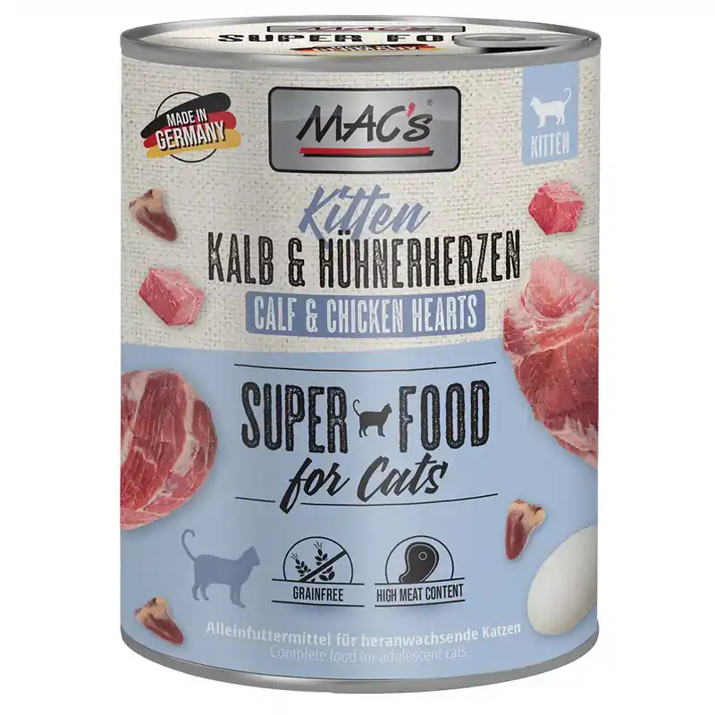 Endast idag | MAC’s Cat kattfoder 6 x 800 g – Kitten Kalv & kycklinghjärta