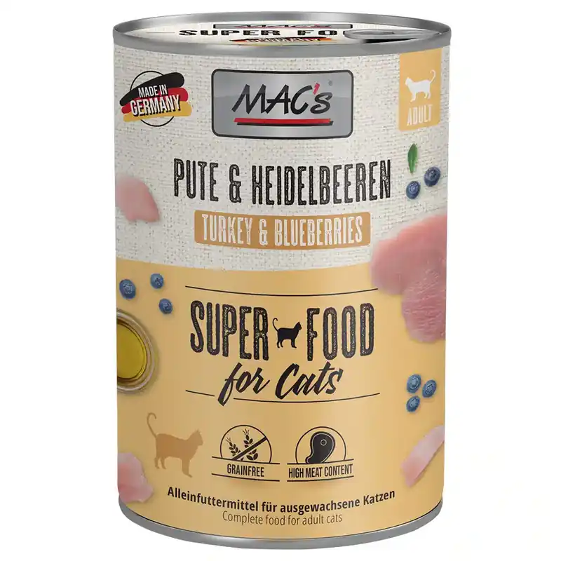 MAC’s Cat kattfoder 6 x 400 g – Kalkon & blåbär | Skaffa nu