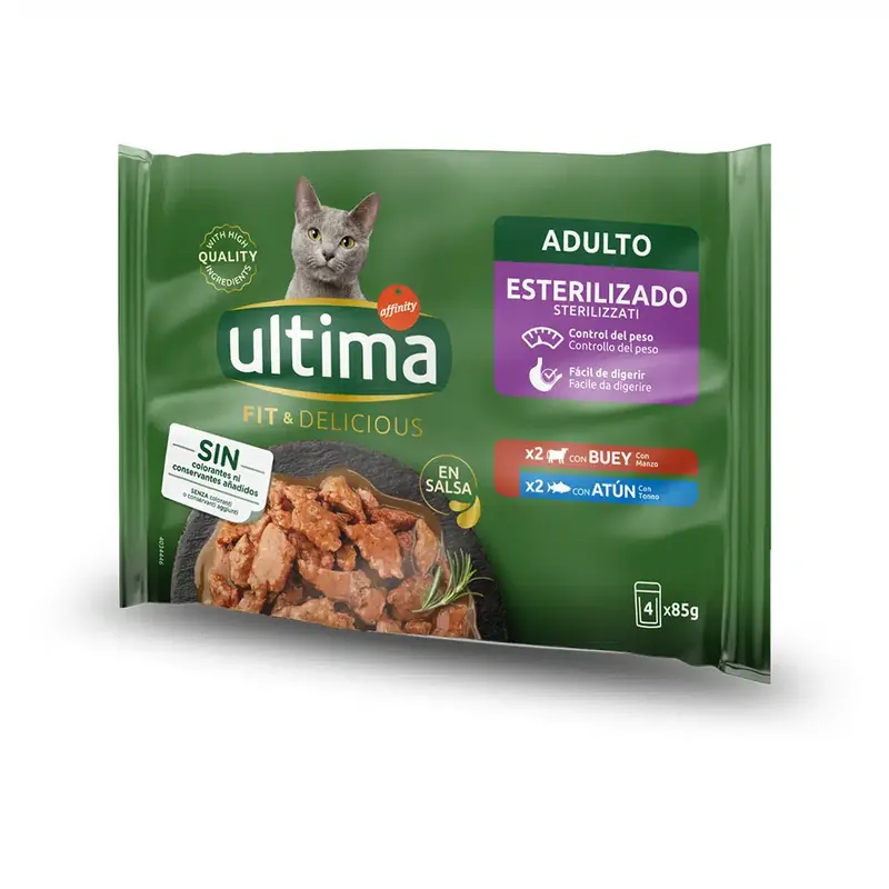 Ultima Cat Sterilized 48 x 85 g – Nötkött & tonfisk | Nyhet