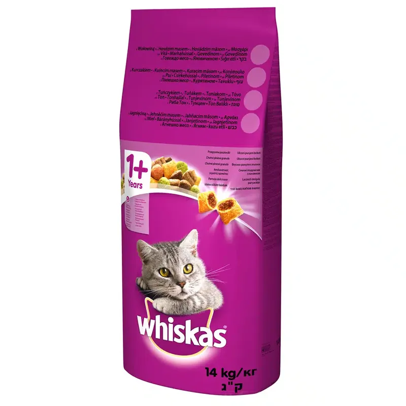 Whiskas torrfoder – 1+ Nötkött – 14kg - Köp idag
