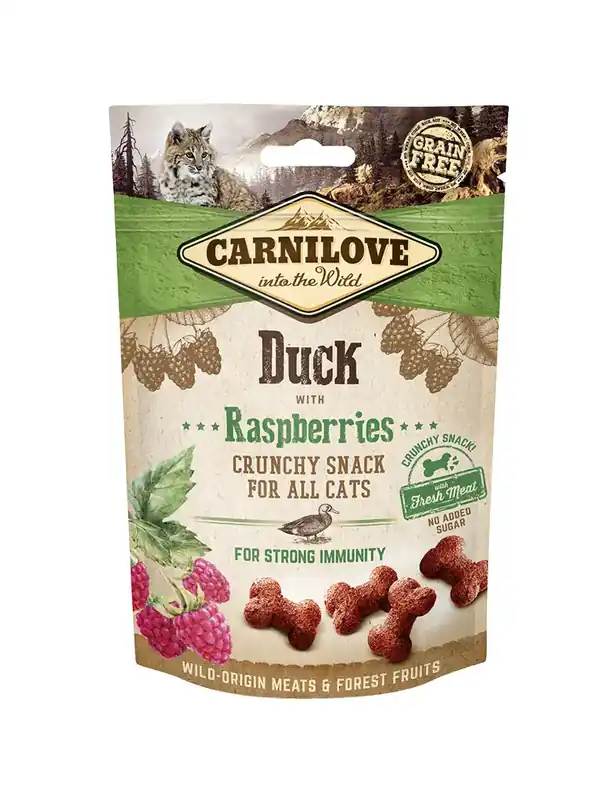 Fabrikspris - Crunchy Snack Duck & Raspberry Kattgodis 50g-W453230