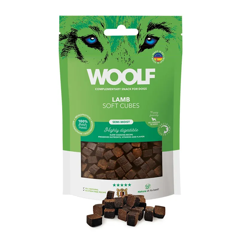 Woolf Soft Cubes Lamb 100g (Singelprotein) - Fabrikspris