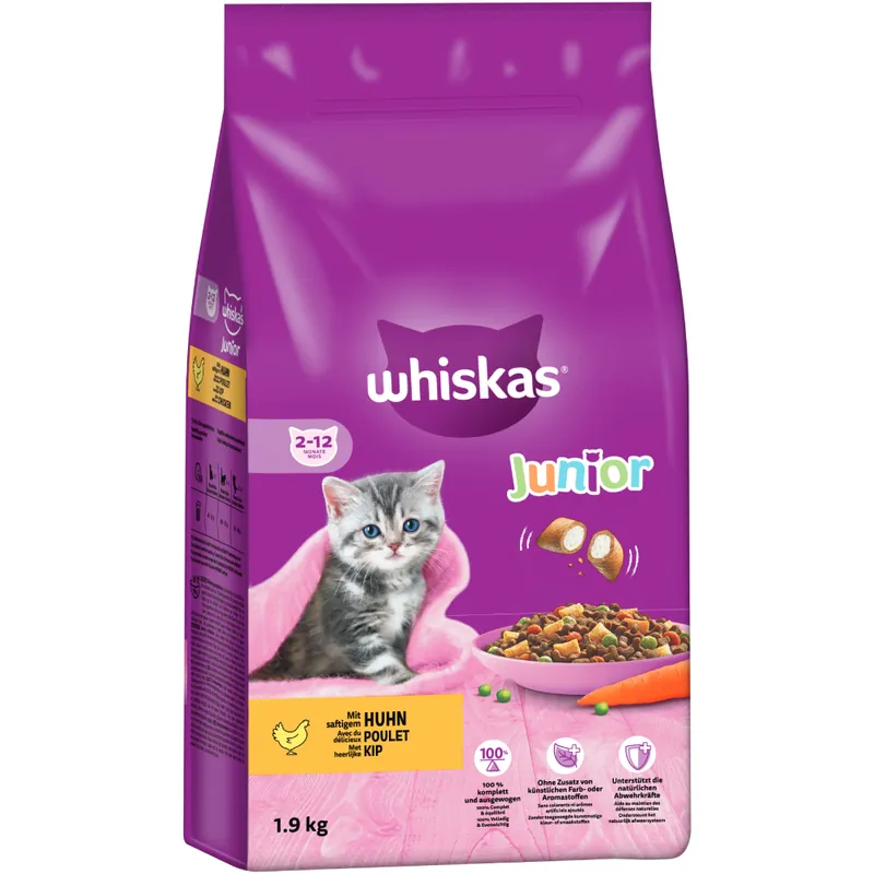Ekonomipack Whiskas torrfoder – Junior Kyckling (2 x 1,9 kg) - Bästa pris