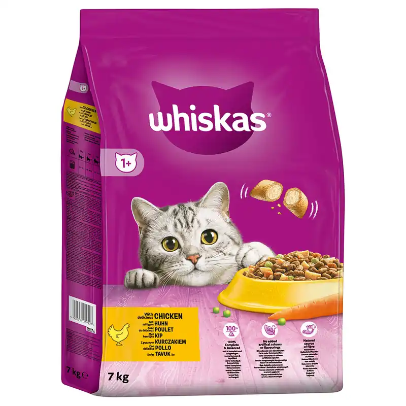 Ekonomipack Whiskas torrfoder – 1+ Kyckling (2 x 7 kg) - Nyhet i webbutiken