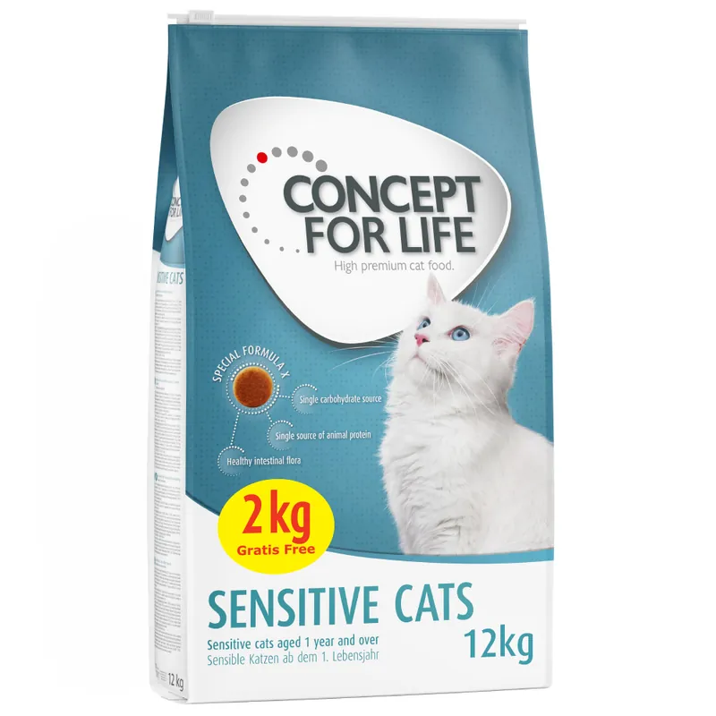 10 + 2 kg på köpet! 12 kg Concept for Life torrfoder katt – Sensitive (10 + 2 kg) - Favorit