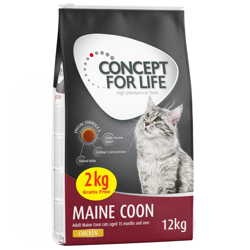 10 + 2 kg på köpet! 12 kg Concept for Life torrfoder katt – Maine Coon (10 + 2 kg) | Toppkvalitet