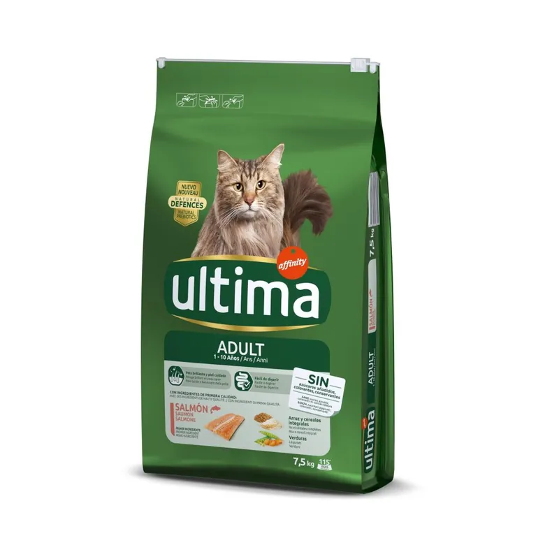1 kg på köpet! 7,5 kg / 10 kg Ultima Cat – Adult Salmon & Rice (6,5 kg + 1 kg) - Hög kvalitet