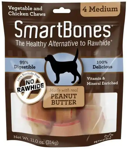 Smartbones Medium Peanut Butter Chew Bones Dog Treats - Outlet