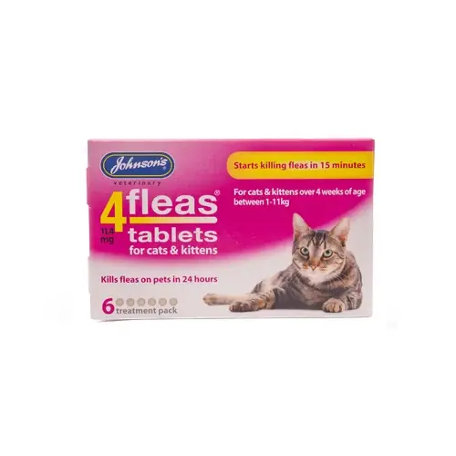 Johnsons 4 Fleas Tablets For Cats 6”s - Nytt lägre pris
