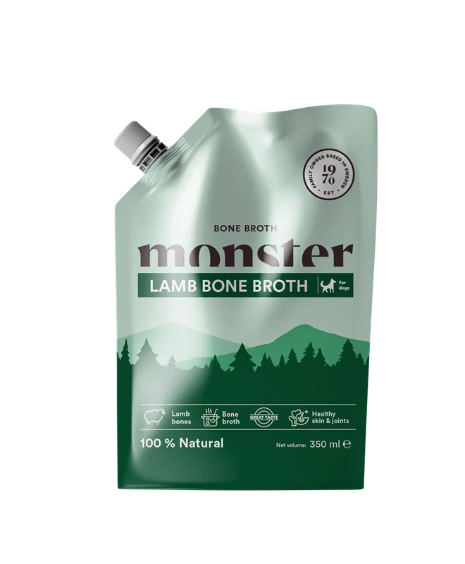 Mycket efterfrågad - Monster Dog Bone Broth Lamb 350 ml
