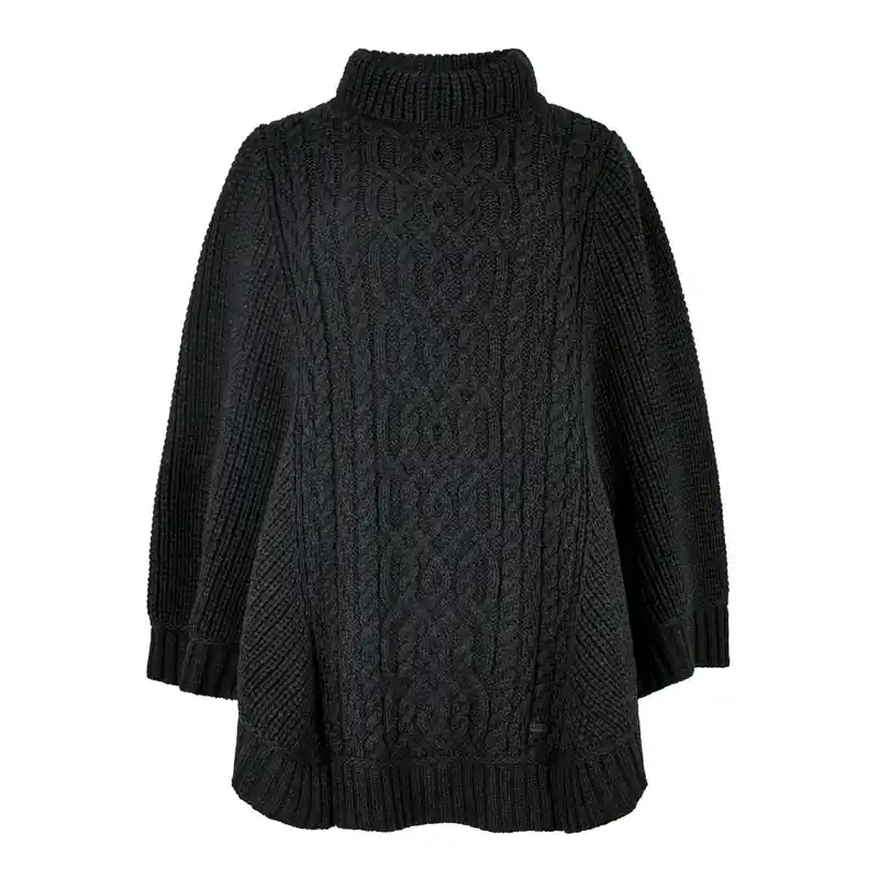 Beställ direkt - Kilronan Stickad Poncho – Charcoal